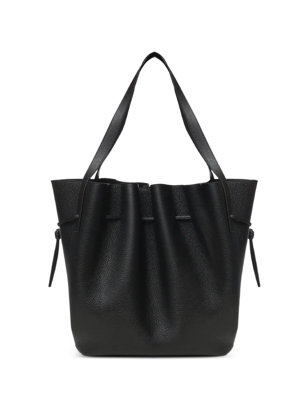 Yuzefi Scallop pebble-grain leather tote bag - Nero