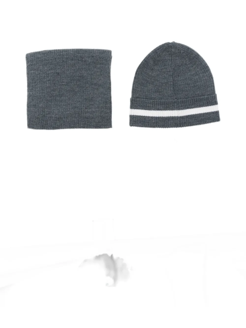 Emporio Armani Kids Gestreept sjaalset met logo-patch Grijs