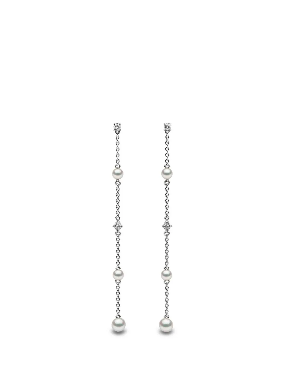 Yoko London Ohrringe mit Süßwasserperlen und Diamanten - Silber