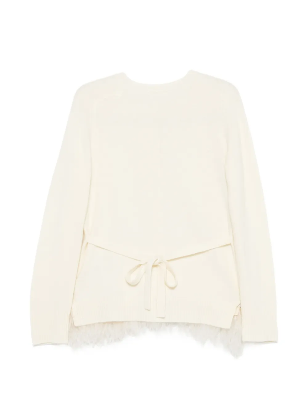 P.A.R.O.S.H. Lestat vest met veren afwerking en strik Beige