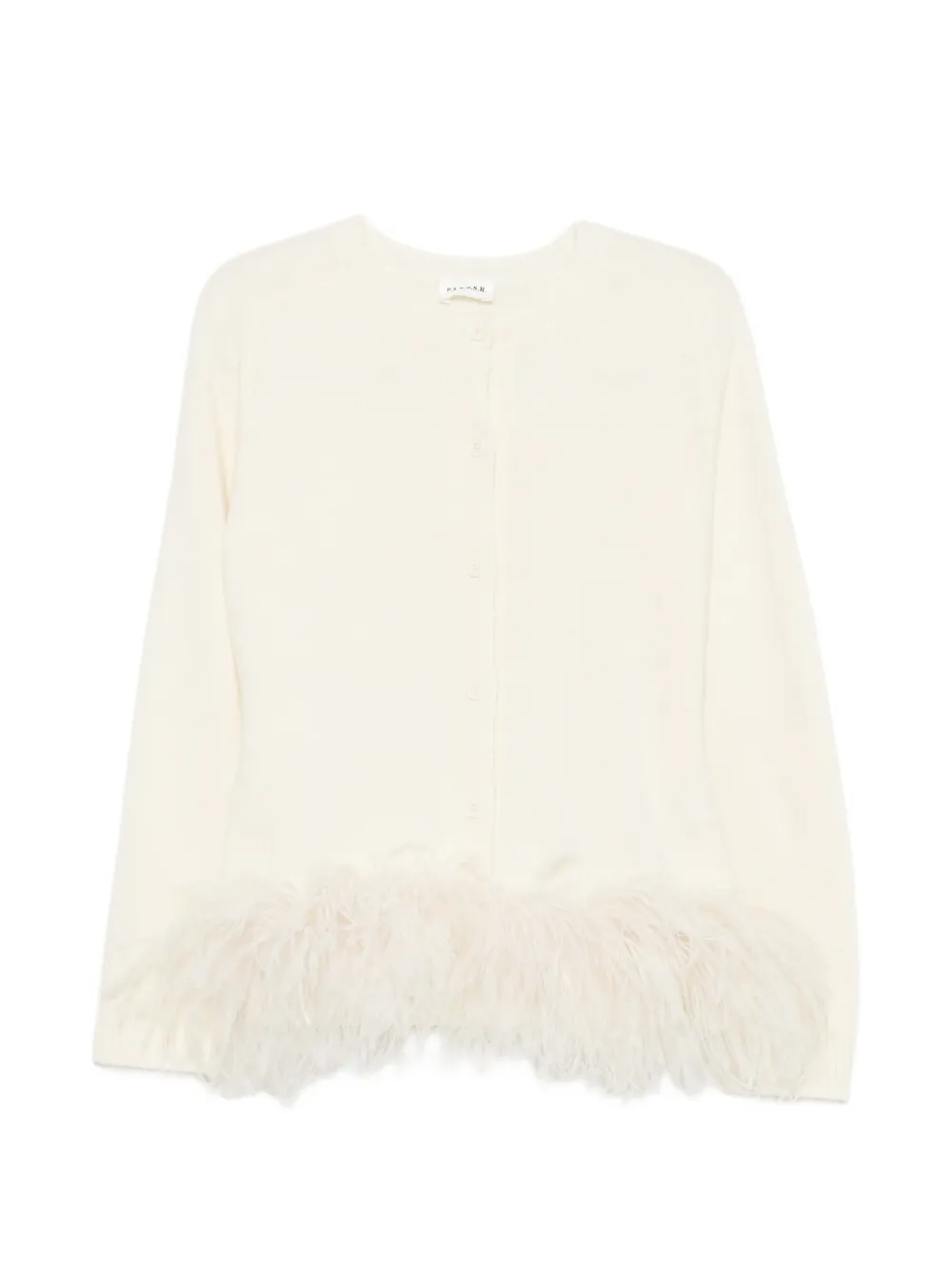 P.A.R.O.S.H. Lestat feather-trim rear-tie cardigan - Toni neutri