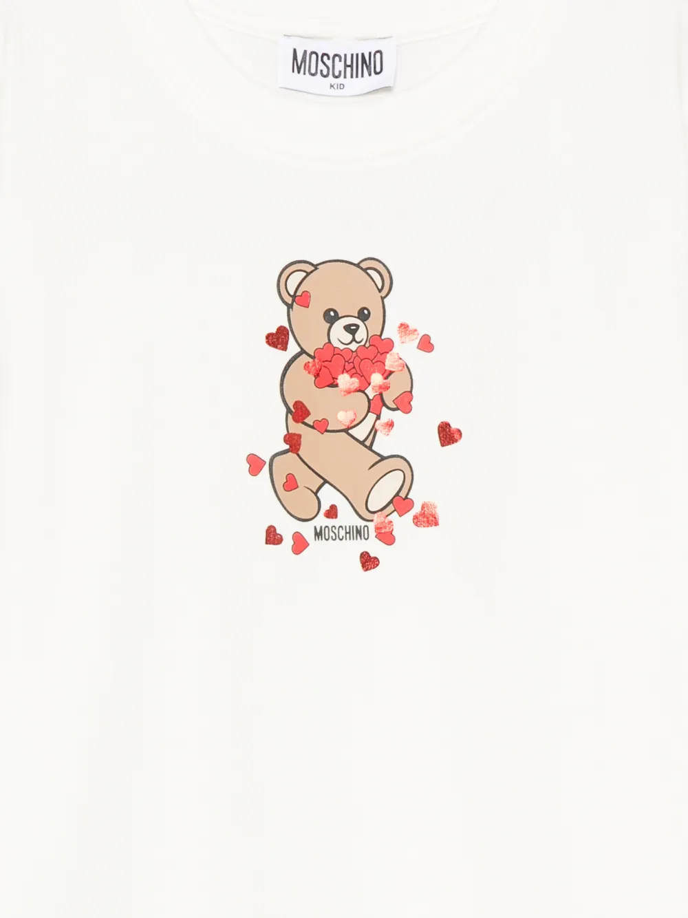Moschino Kids Jurk met teddybeerprint en ruches Wit