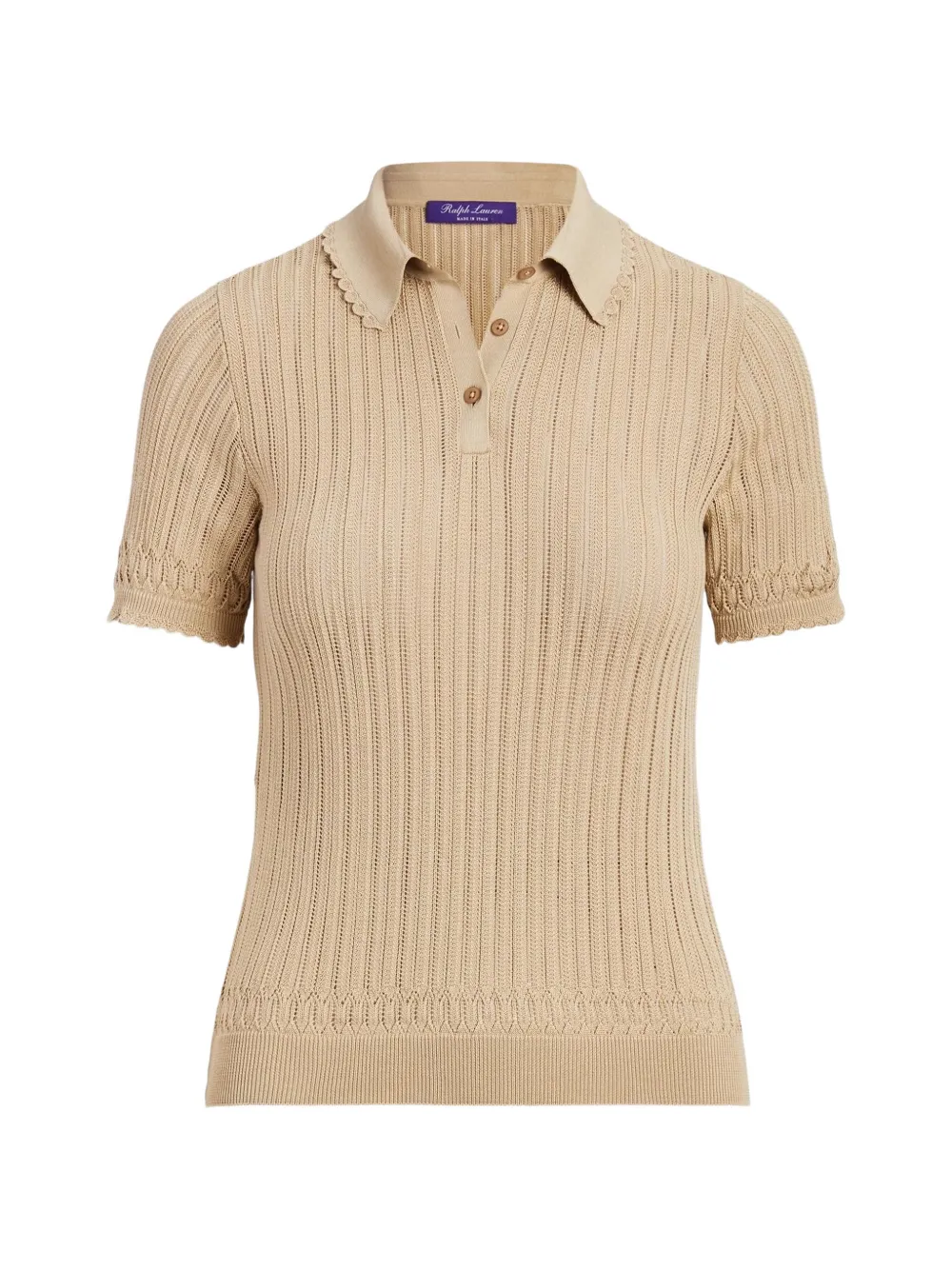 Lauren Ralph Lauren pointelle-knit scalloped-trim sweater - Nude
