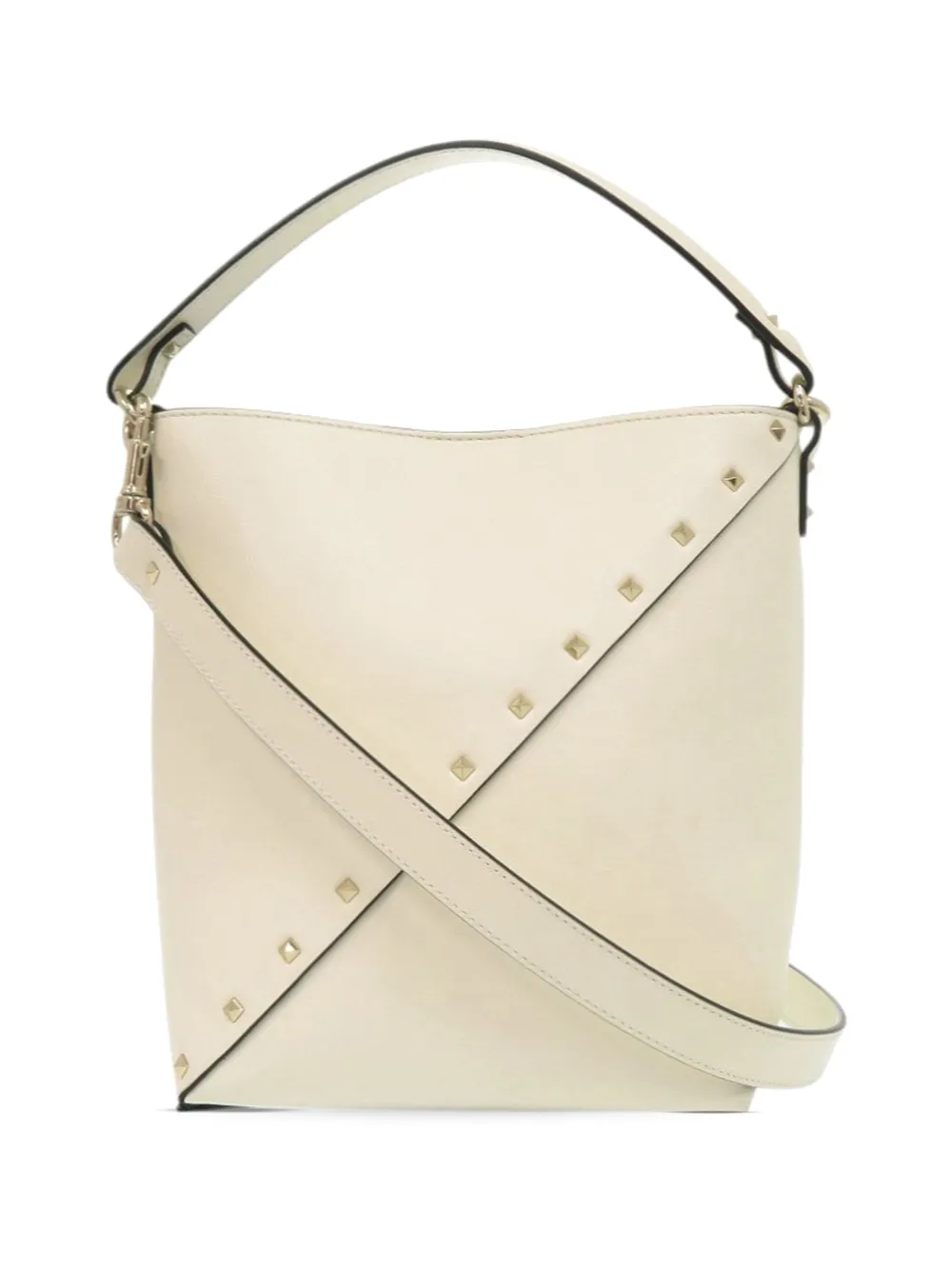 Valentino Garavani Pre-Owned 2018-2026 Leather Rockstud Wispy bucket bag - Bianco