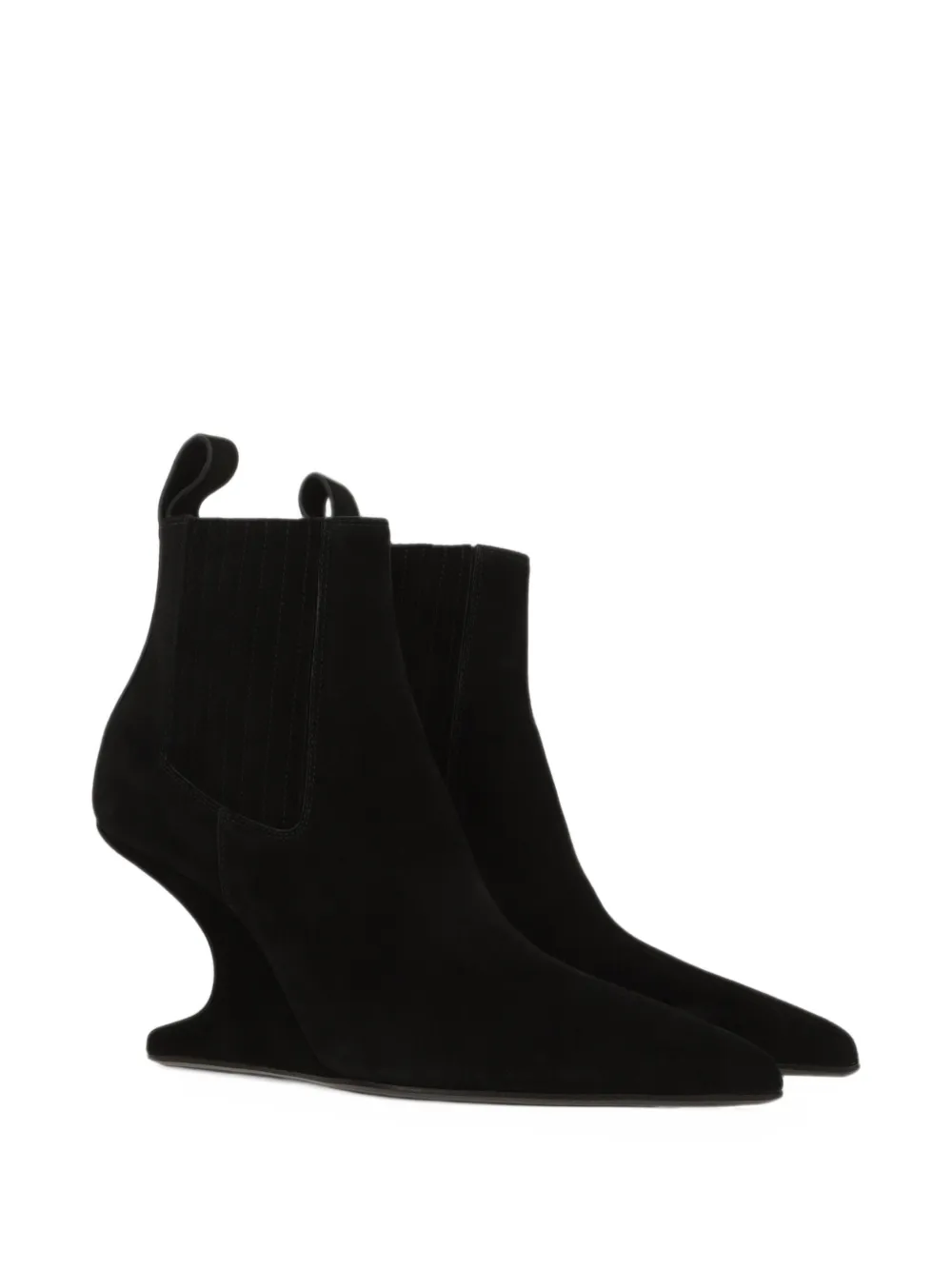 Rick Owens sculptural-wedge suede boots in Black