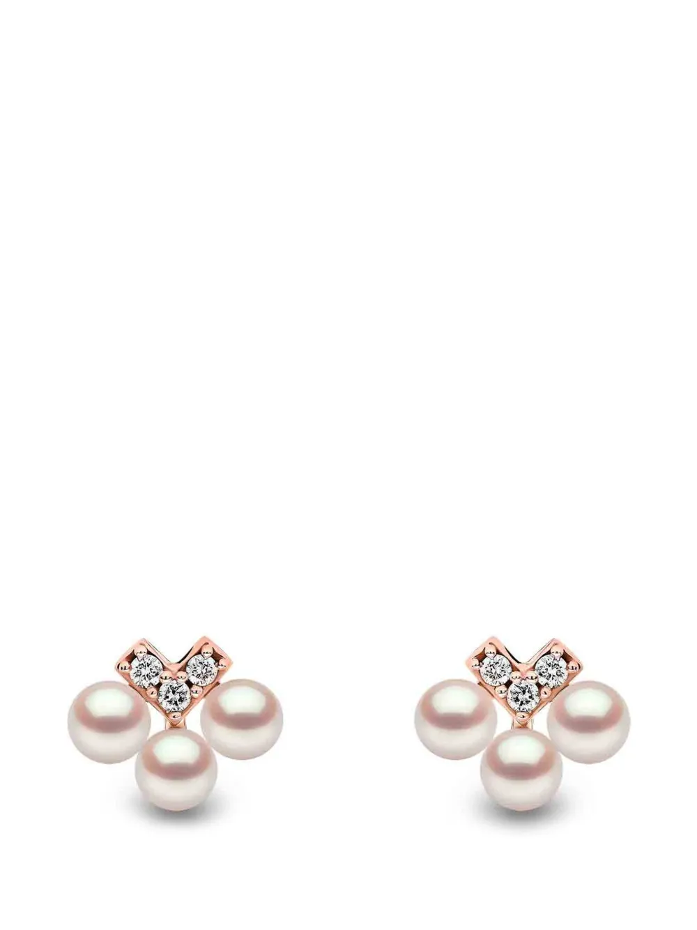 Yoko London pearl and diamond V earrings - Rosa