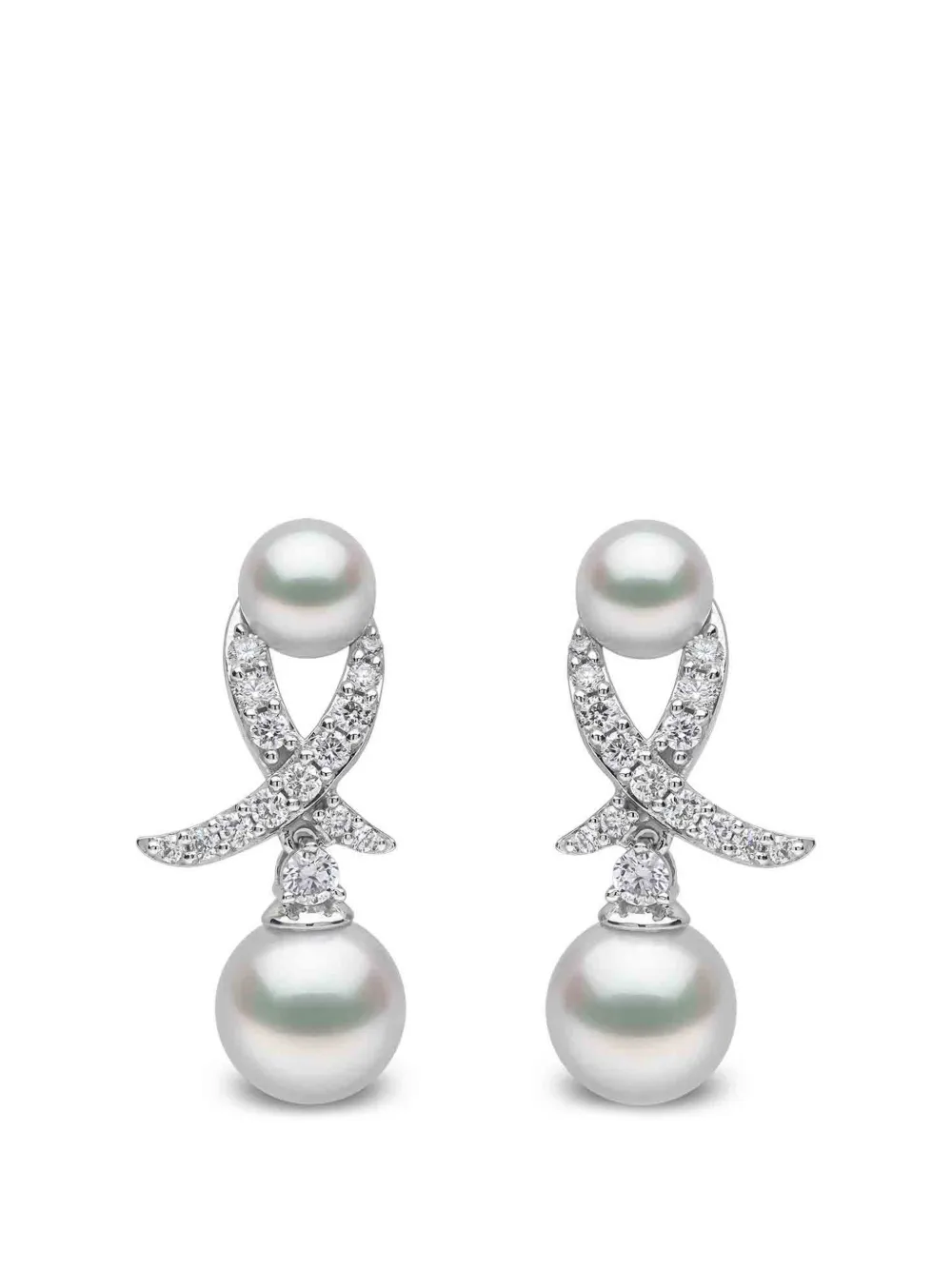 Yoko London Akoya pearl and diamond earrings - Argento
