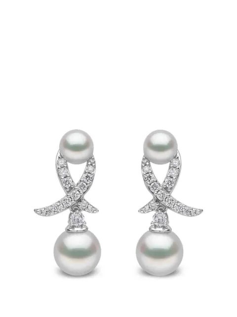 Yoko London pendientes con diamante y perla Akoya