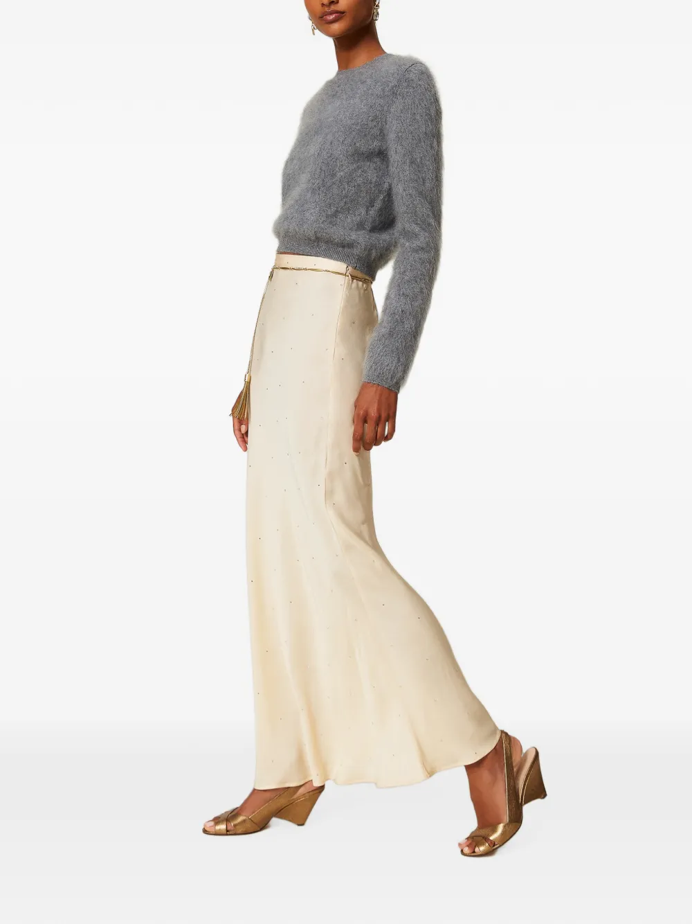 TWINSET Rok verfraaid met stras Geel