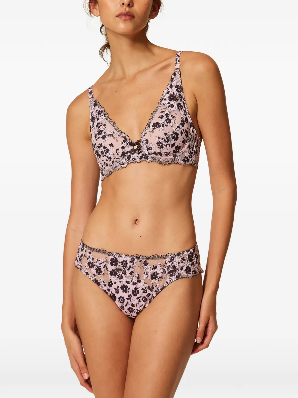 TWINSET Brazilian slip met bloemenprint Roze