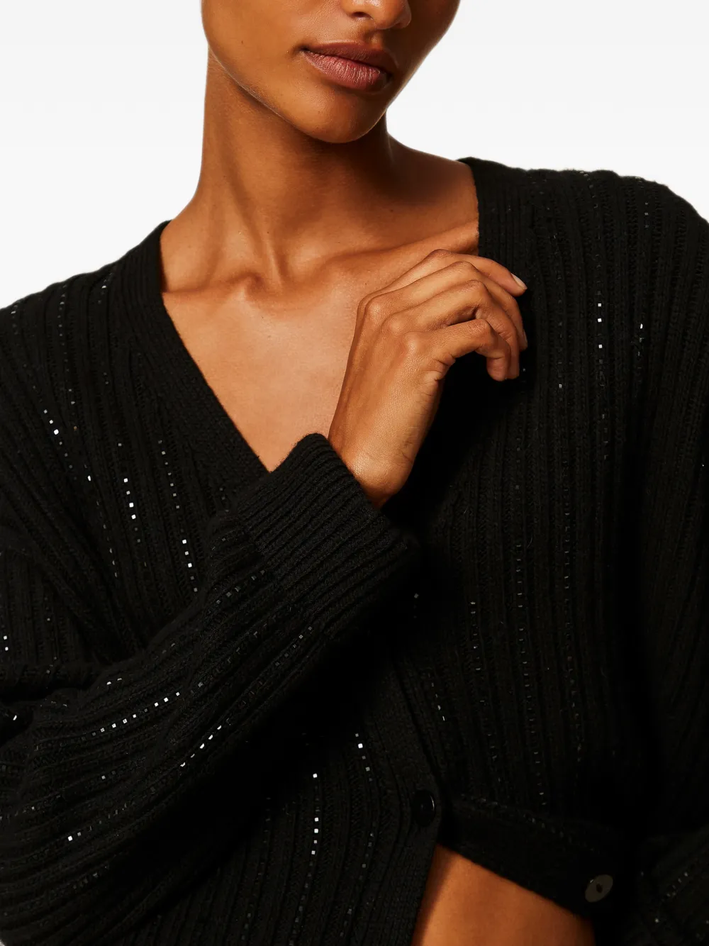 TWINSET wool blend cardigan with rhinestones Zwart