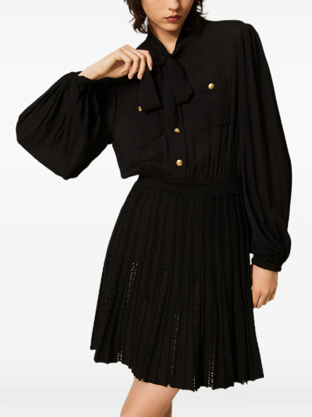 TWINSET Mini-jurk met gebreide rok Zwart