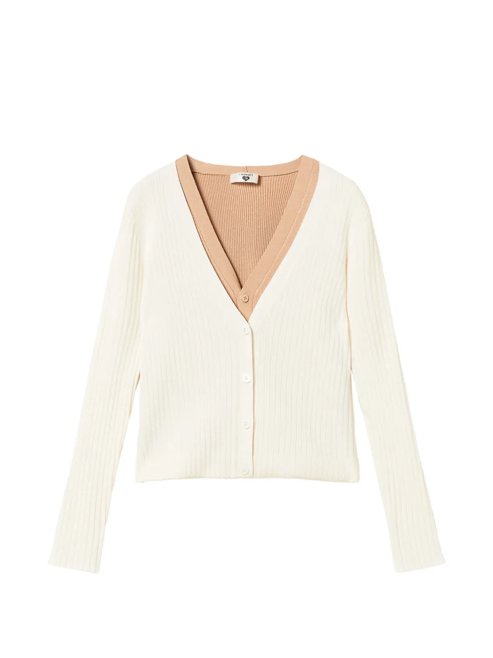 TWINSET ribbed trompe l'oeil cardigan - Bianco