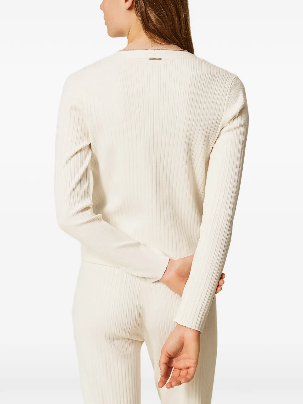 TWINSET Geribbeld trompe l'oeil vest Wit