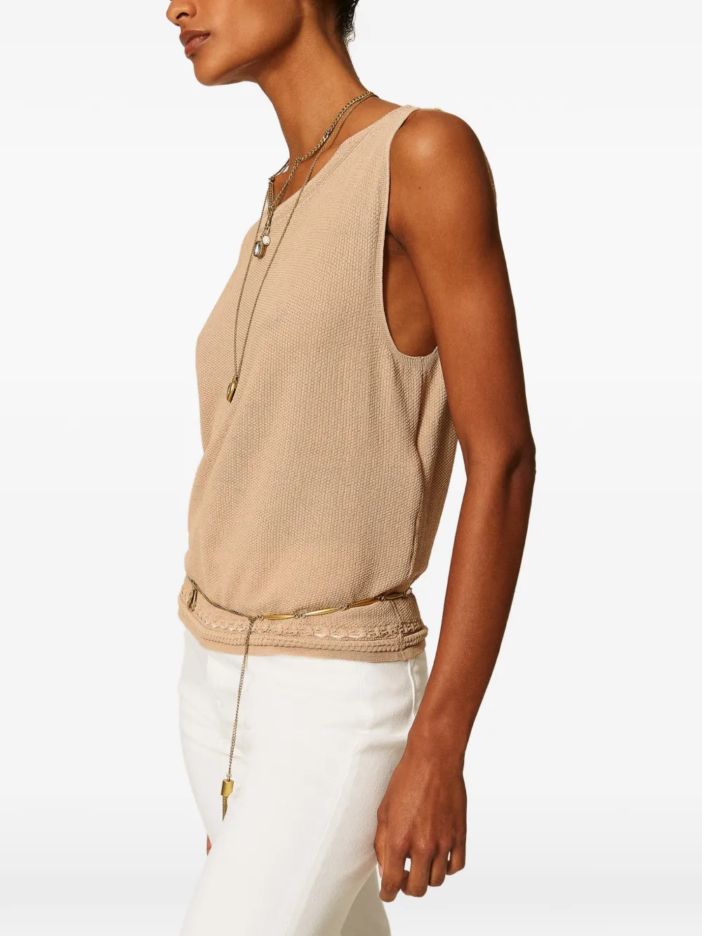 TWINSET Gebreide top met franje Beige