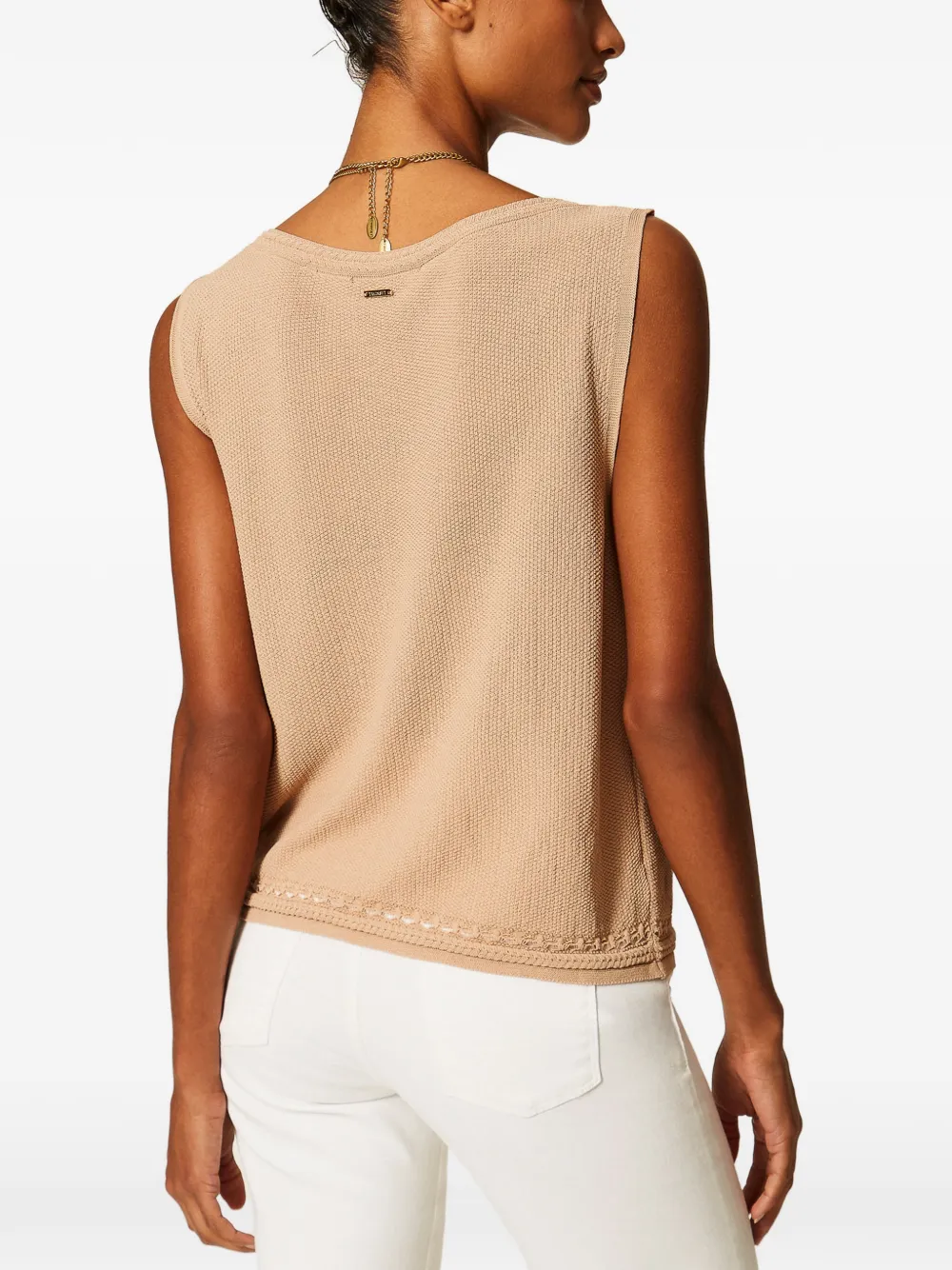TWINSET Gebreide top met franje Beige