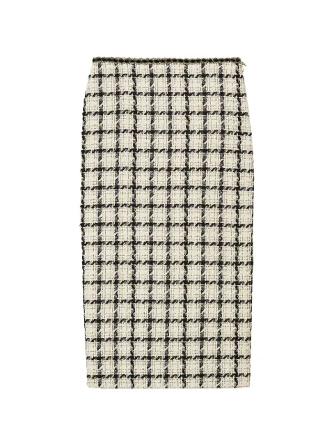 TWINSET midi bouclé skirt with check pattern