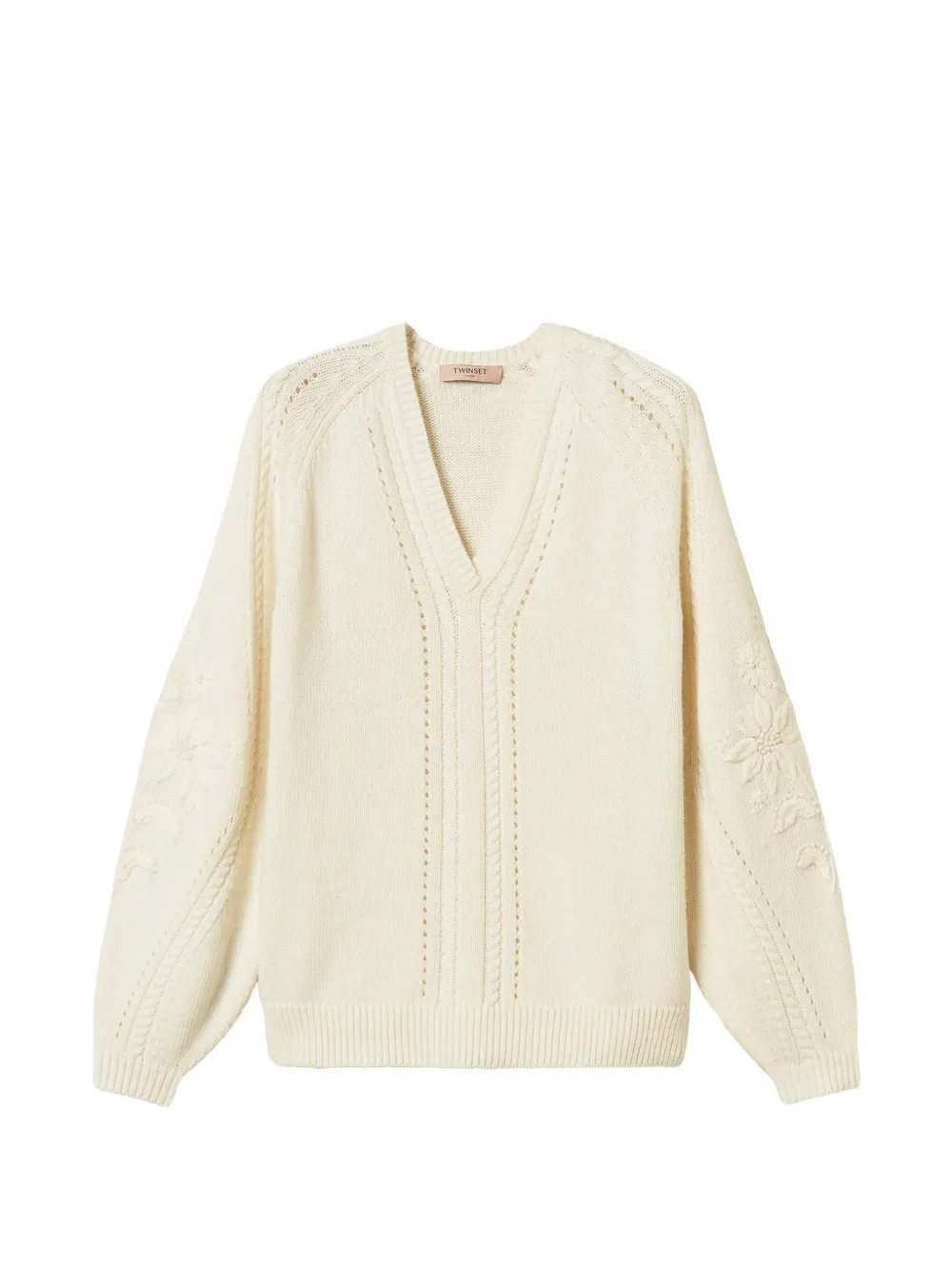 TWINSET wool blend jumper with embroidery - Toni neutri
