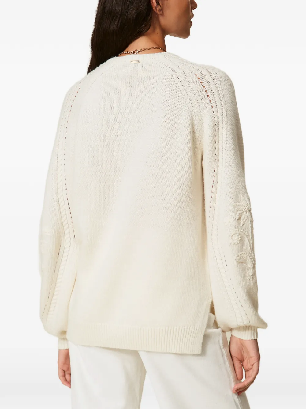 TWINSET wool blend jumper with embroidery Beige