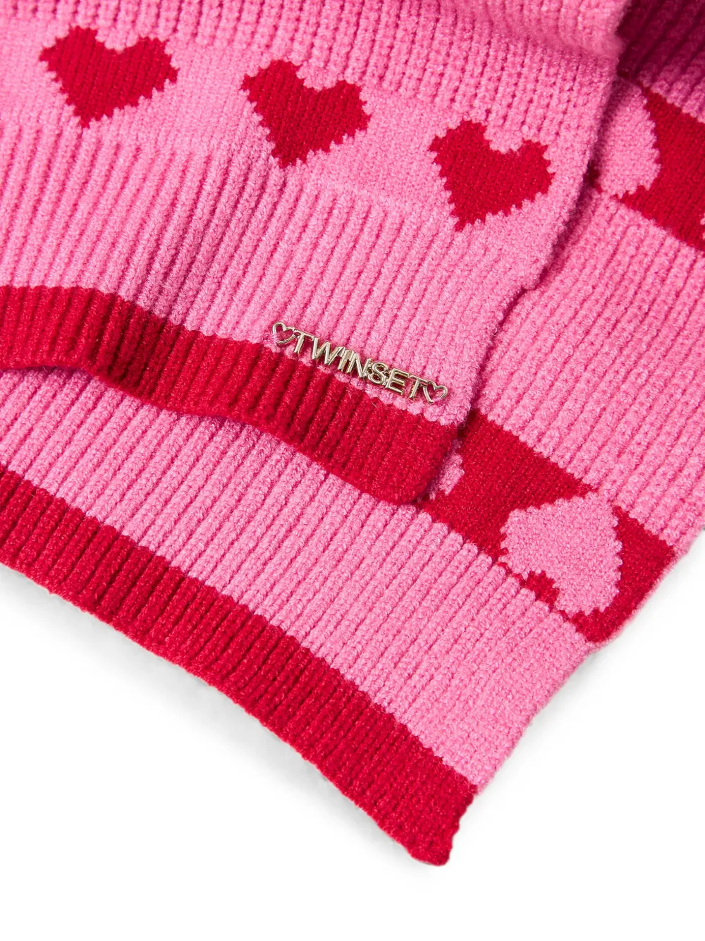 TWINSET Kids Gebreide sjaal met hart-jacquard Roze