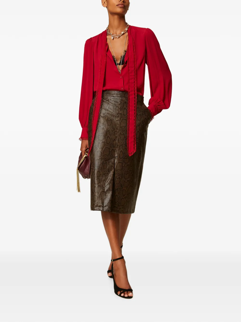 TWINSET Midi-rok met pythonprint Bruin