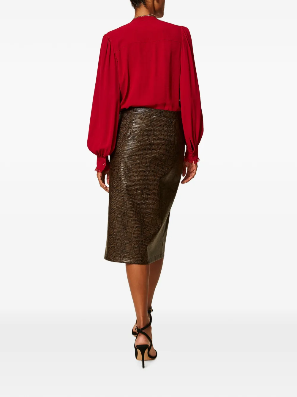 TWINSET Midi-rok met pythonprint Bruin