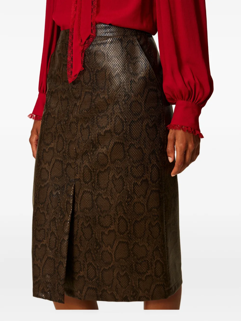 TWINSET Midi-rok met pythonprint Bruin
