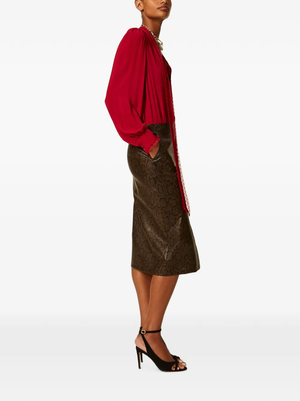 TWINSET Midi-rok met pythonprint Bruin