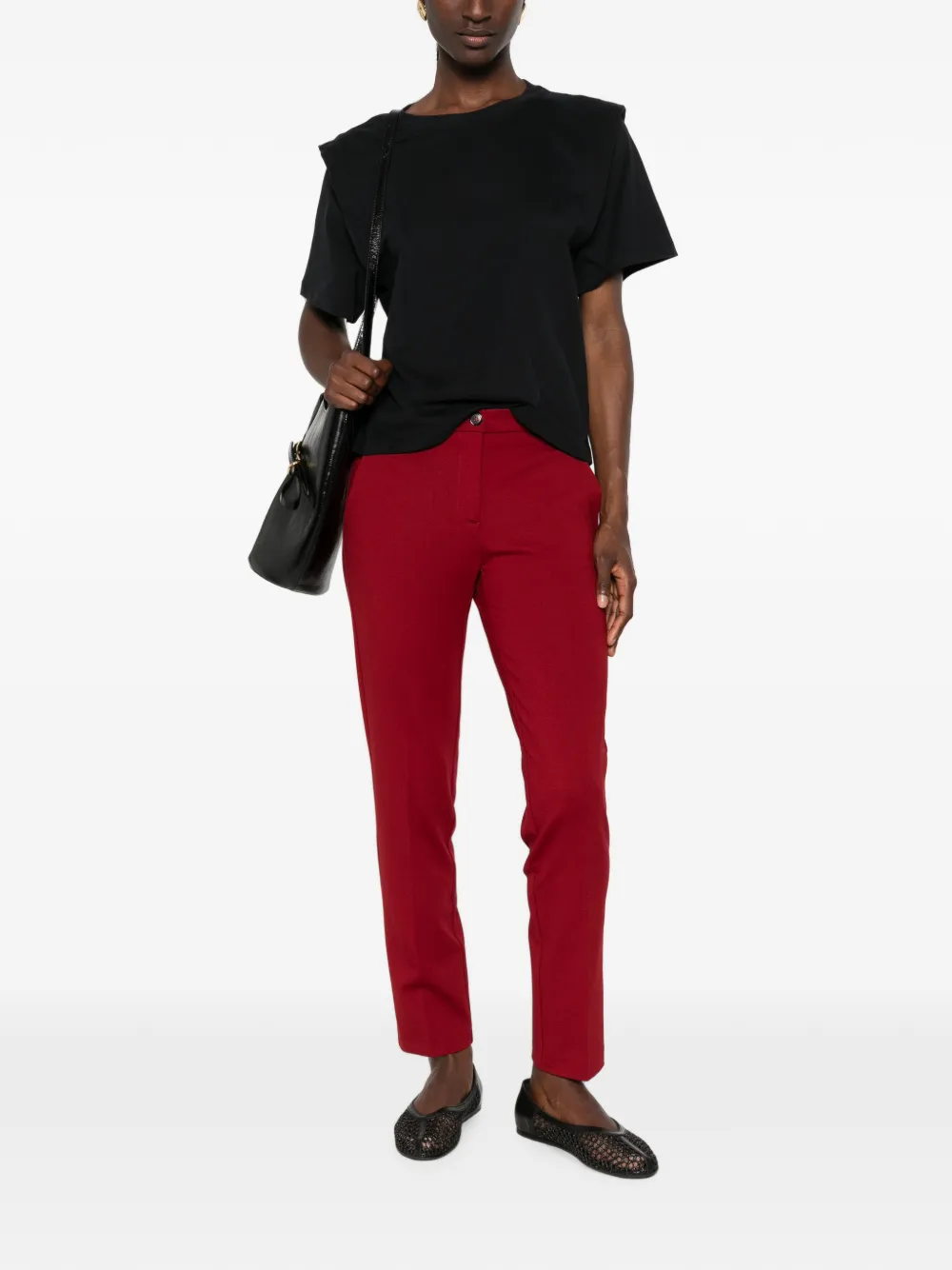 PINKO Broek met riemlussen met knopen Rood