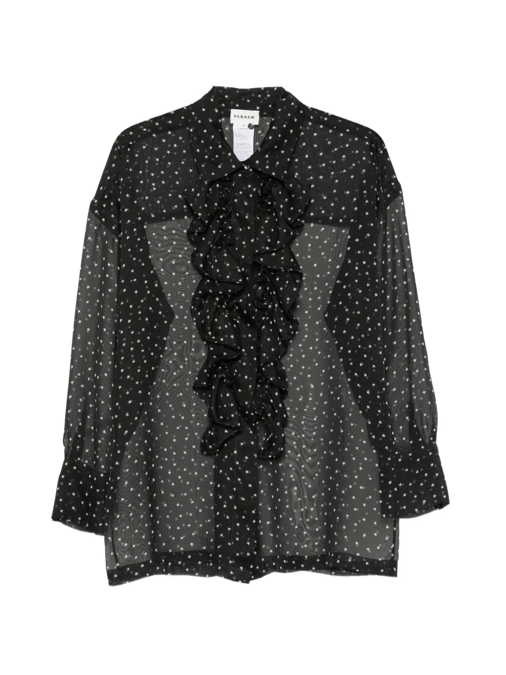 P.A.R.O.S.H. star-print ruffled shirt - Black