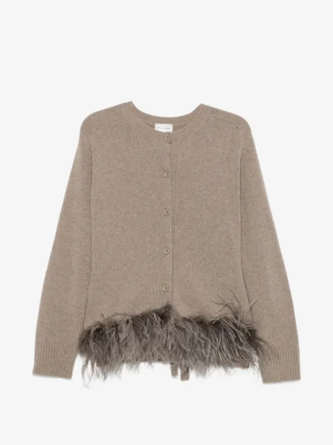 P.A.R.O.S.H. Lestat feather-trim tied-back cardigan