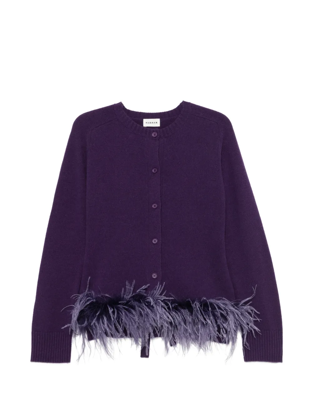 P.A.R.O.S.H. Lestat feather-trim tied-back cardigan - Viola