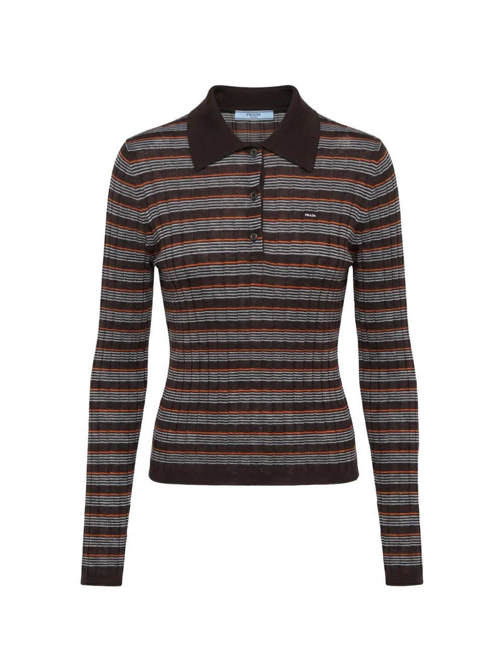 Prada long-sleeved striped polo shirt - Marrone