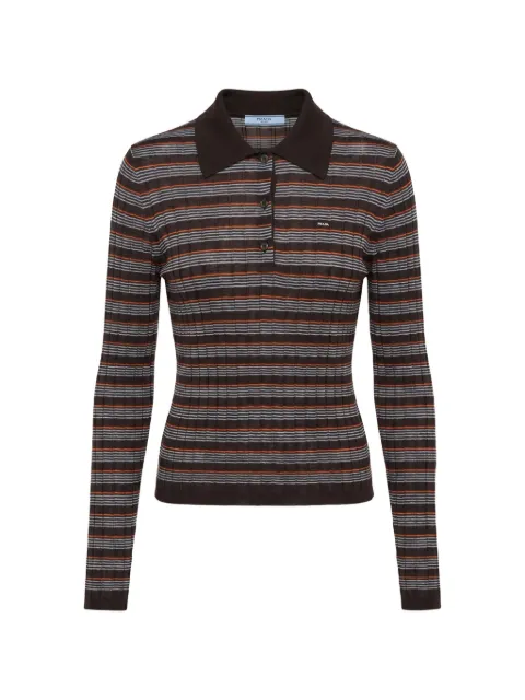 Prada long-sleeved striped polo shirt