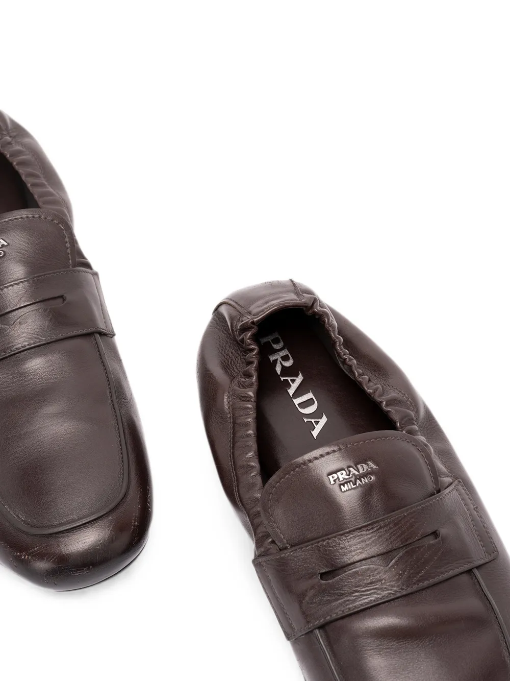 Prada leather elasticated-heel loafers Bruin