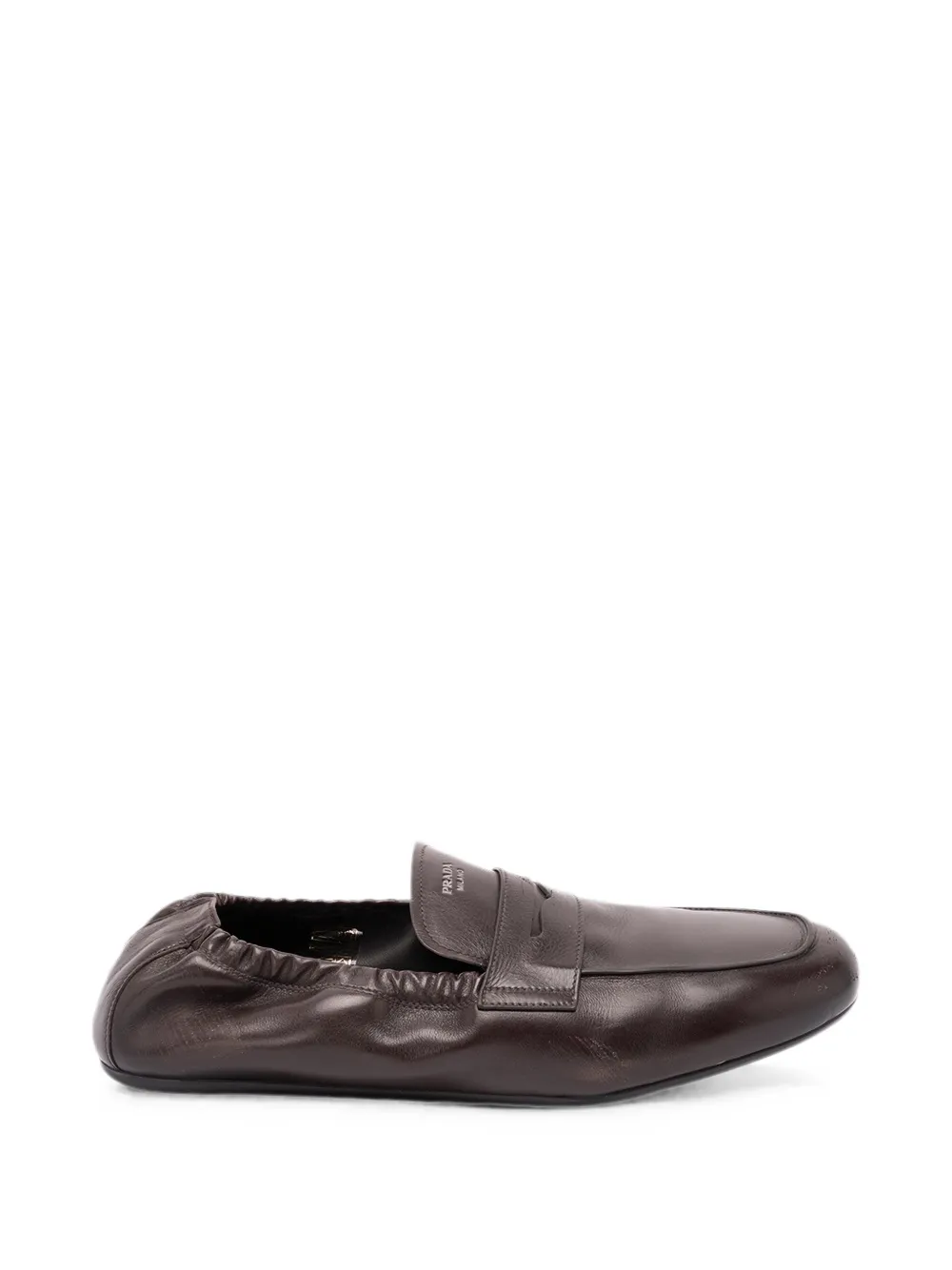 Prada leather elasticated-heel loafers - Marrone
