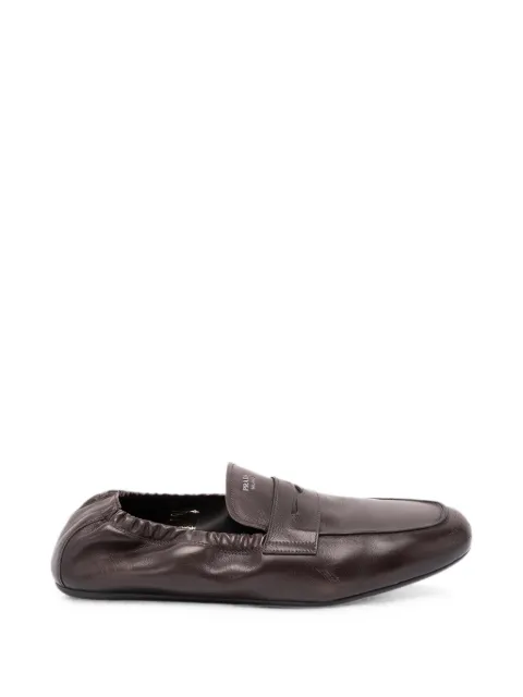 Prada leather elasticated-heel loafers