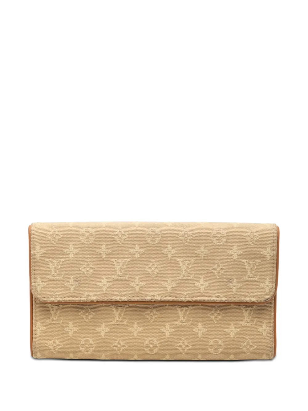 Pre-owned Louis Vuitton 2003 Monogram Mini Lin Porte Tresor International Wallet Long Wallets In Neutrals