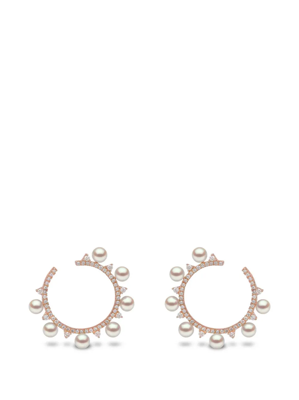 Yoko London pearl and diamond hoop earrings - Rosa