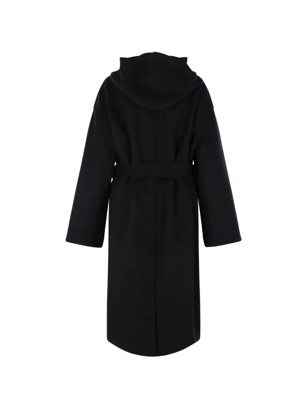 Rick Owens Tower jas met capuchon en ceintuur Zwart