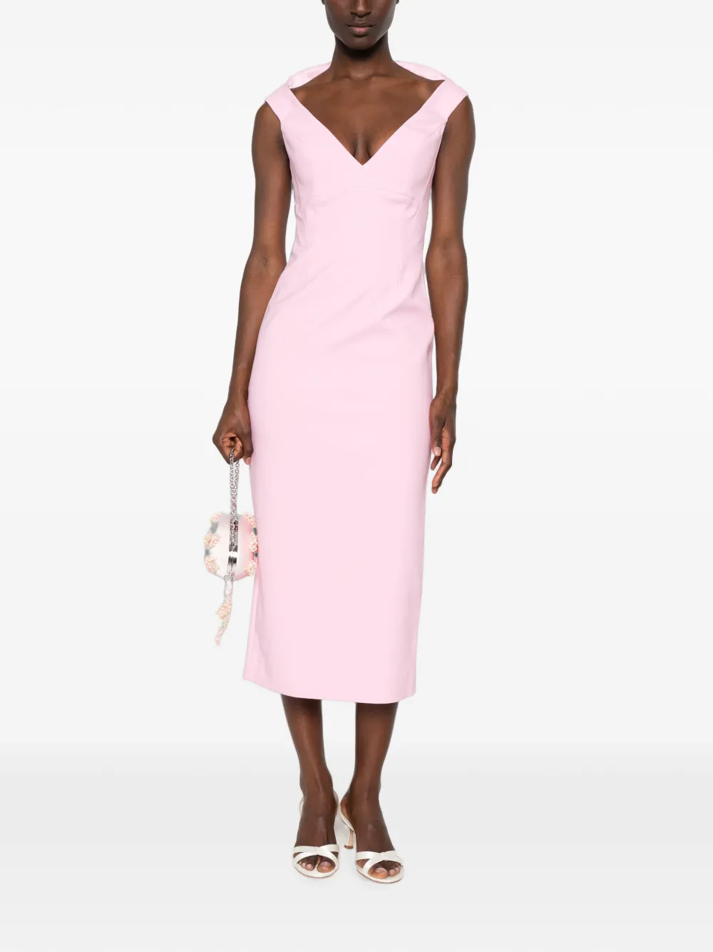 Solace London Monica midi-jurk Roze