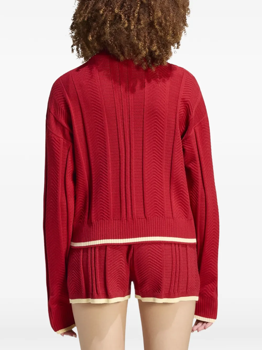 adidas chevron-knit cardigan Rood