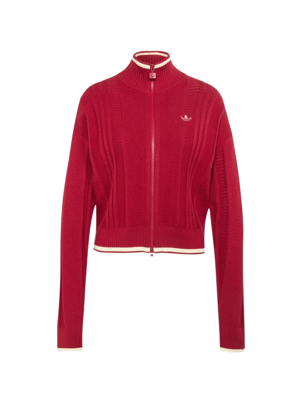 Adidas Originals Chevron-knit Cardigan In Red