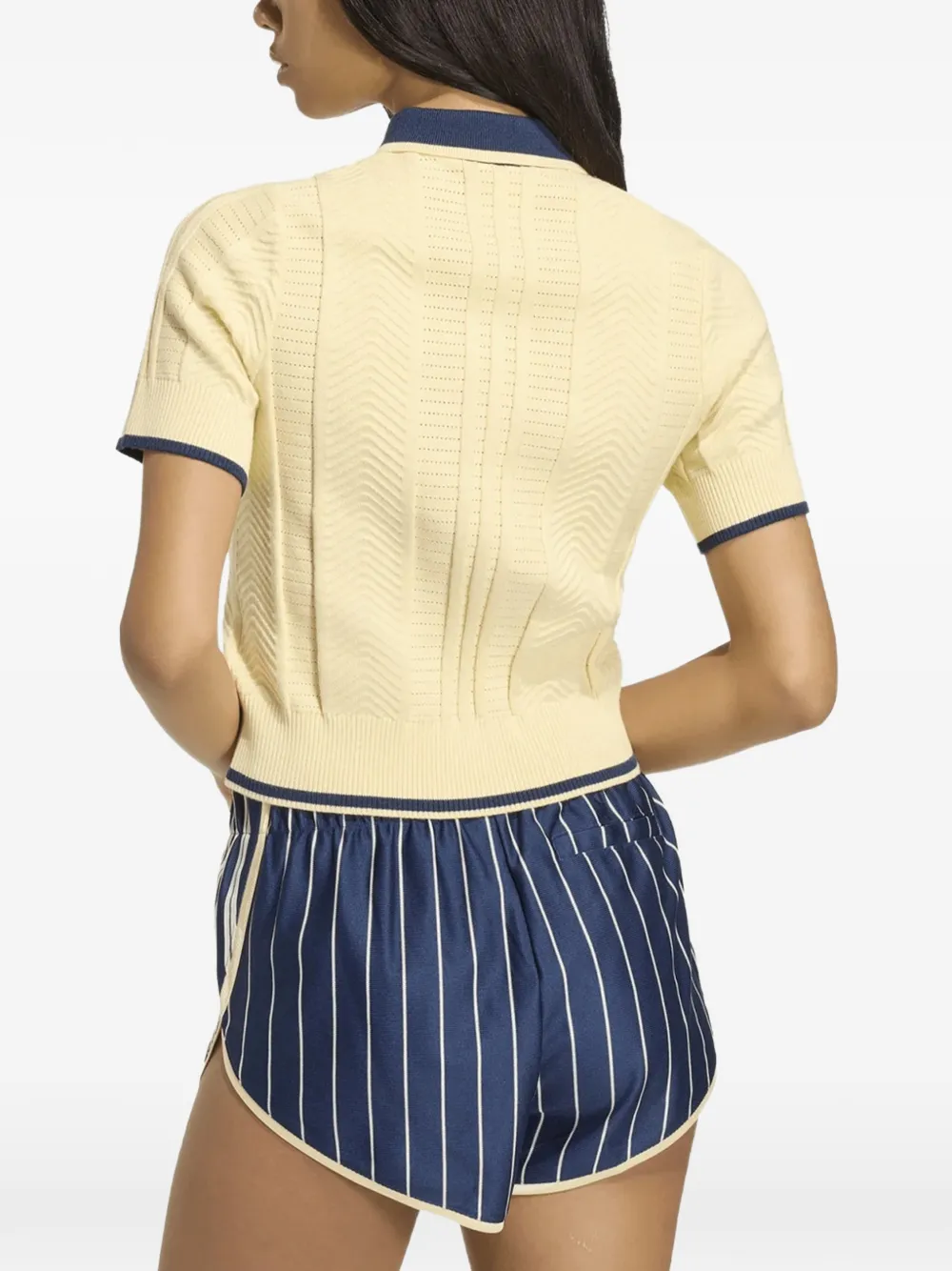 adidas chevron-knit polo shirt Geel