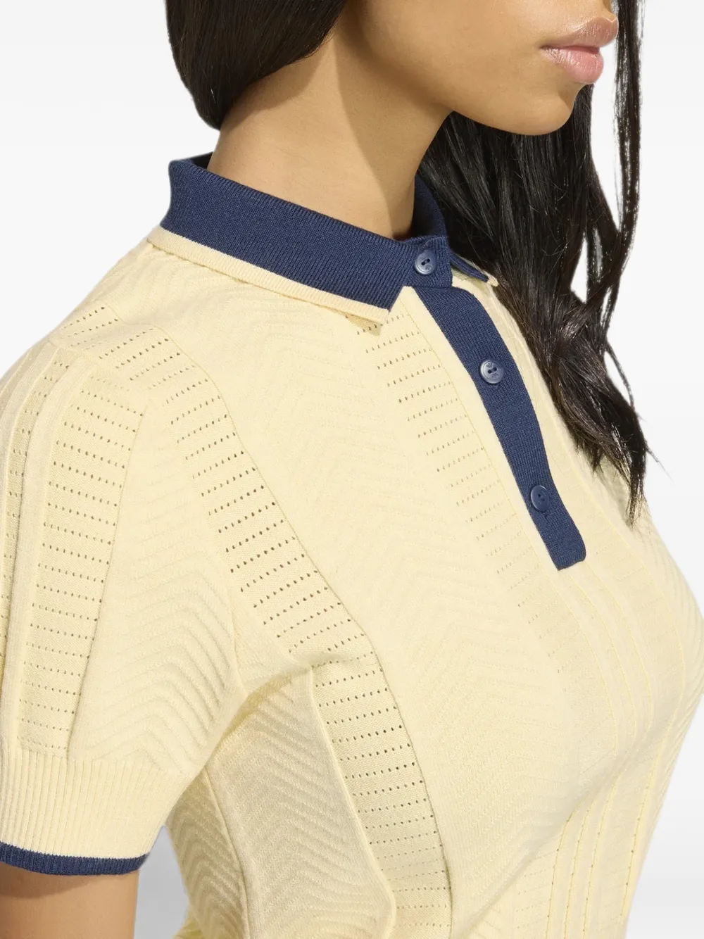 adidas chevron-knit polo shirt Geel