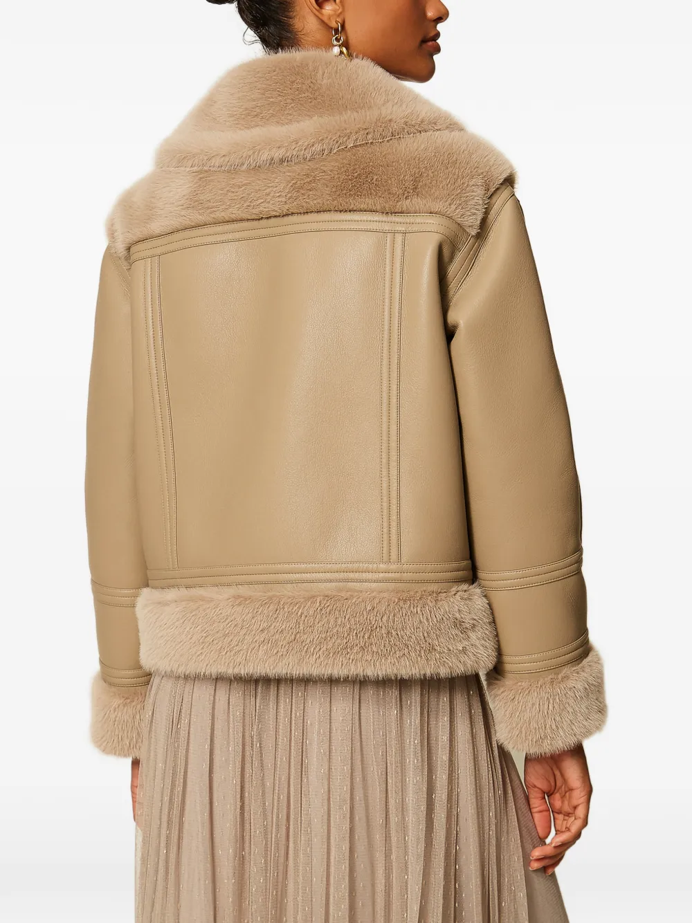 TWINSET Jack met leren effect en afwerking van imitatiebont Beige
