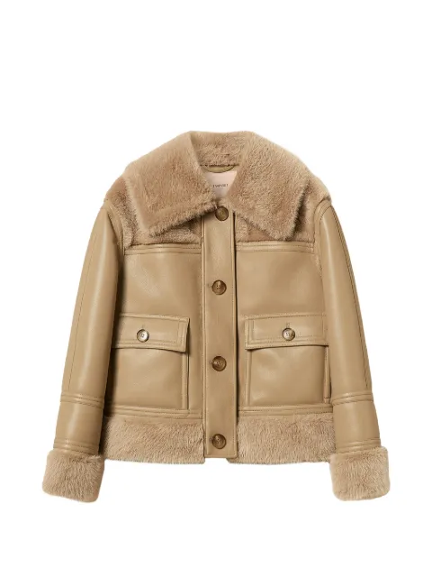 TWINSET faux-fur trim leather-effect jacket