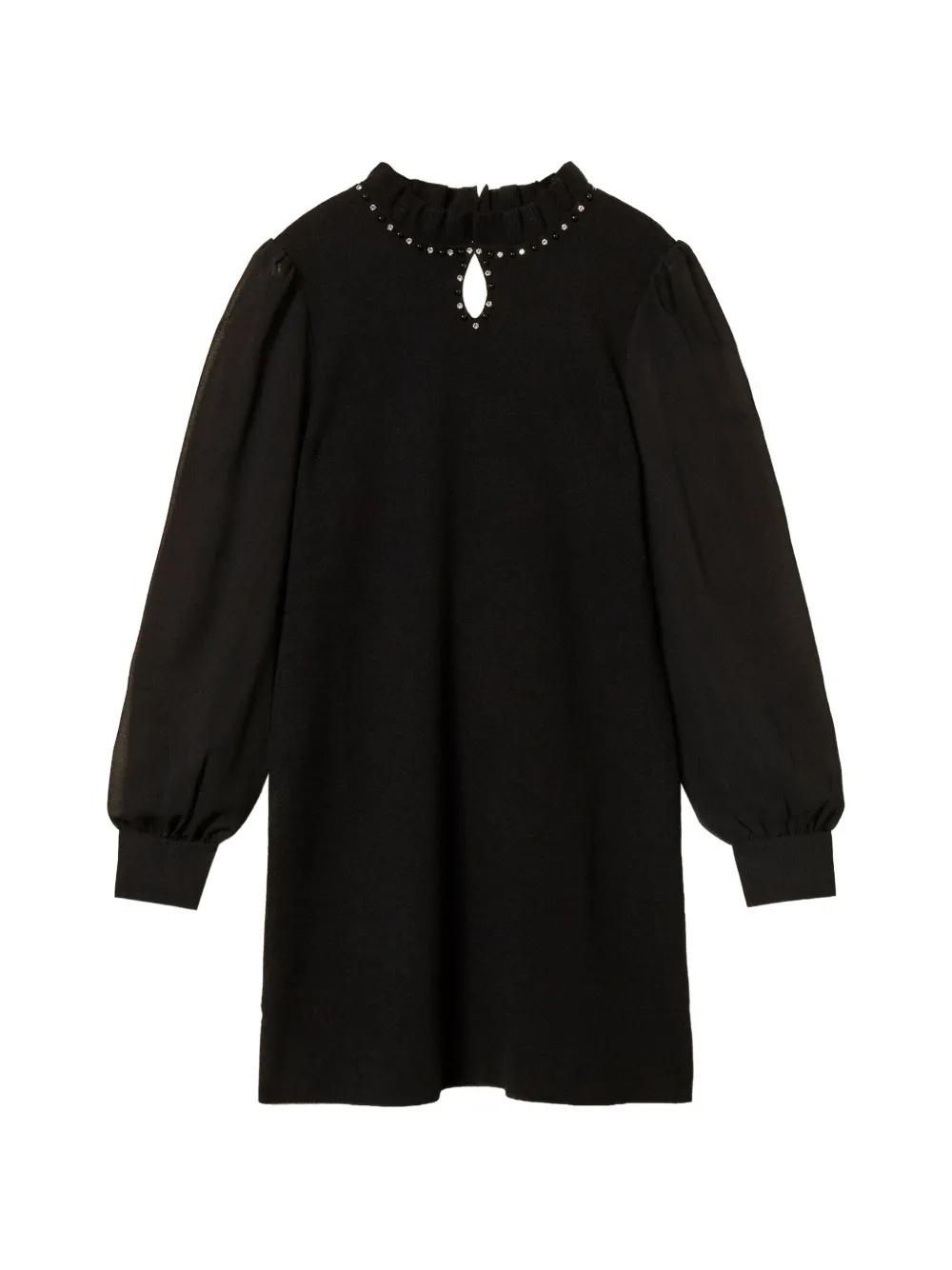 TWINSET short knit dress with ruffles - Black