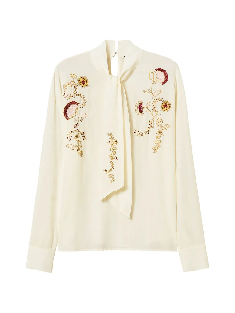 TWINSET Blusa in crêpe de chine con ricamo - Toni neutri