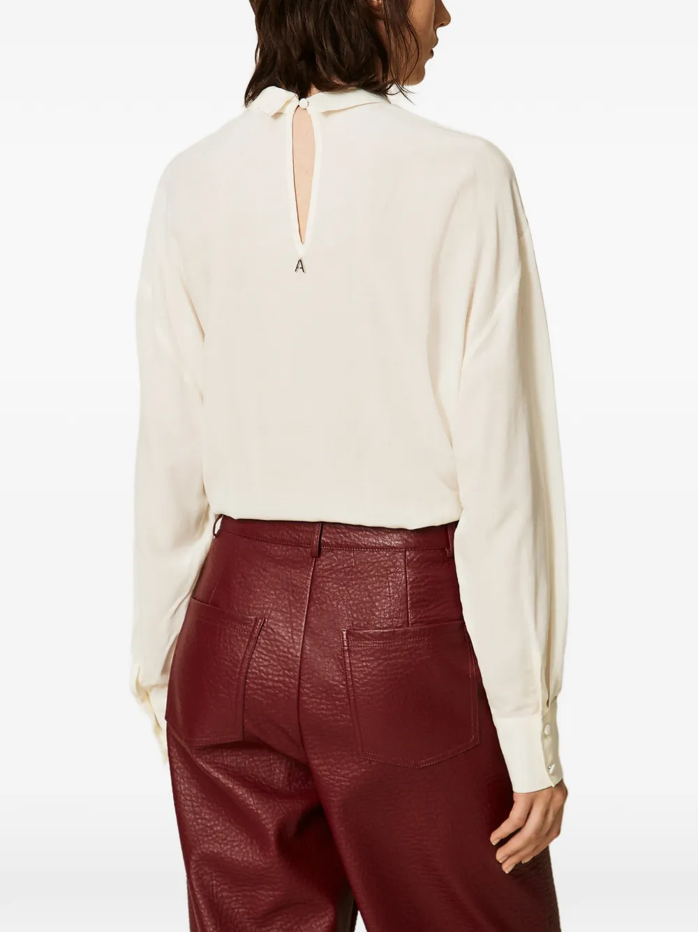 TWINSET Crêpe de chine blouse met borduurwerk Beige